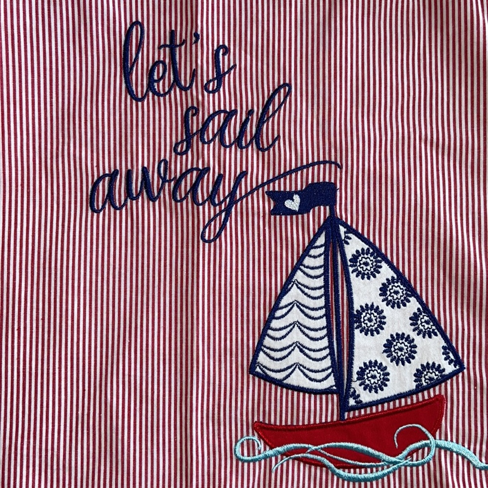 Girls 18 Months Nautical Red White Stripes Outfit - Picture 3 of 9